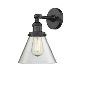 Cone 1-Light Oil Rubbed Bronze Wall Sconce with Clear Glass Shade