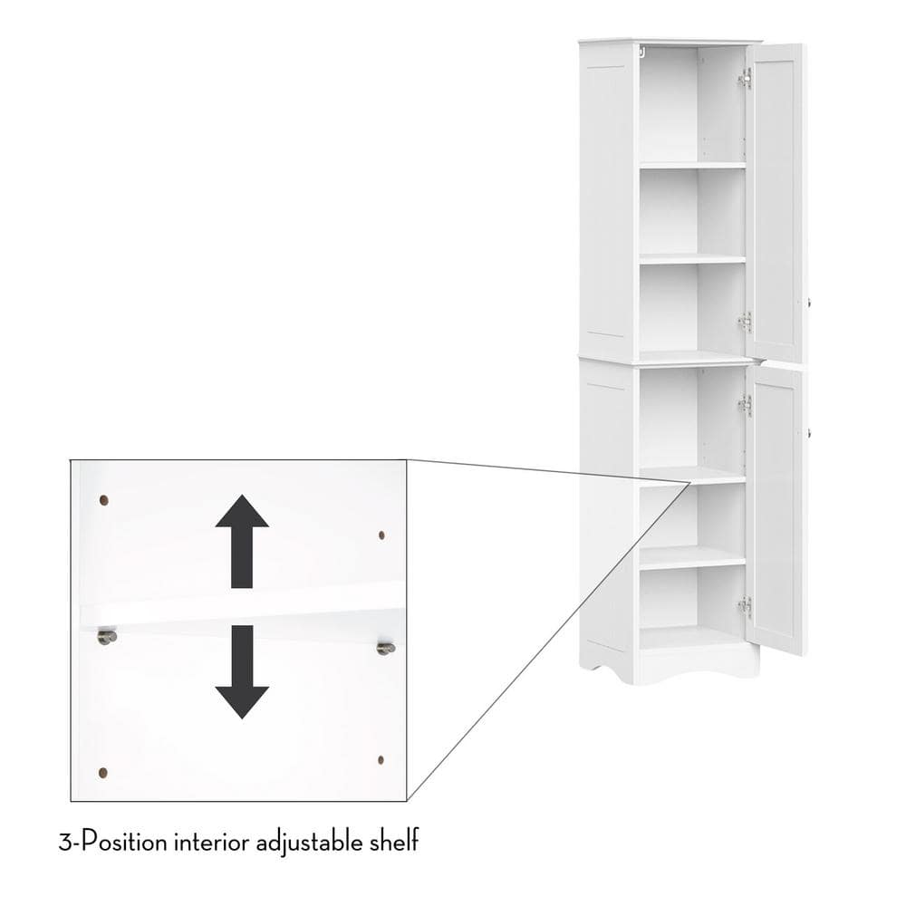 White Tall Lockable Bathroom Cabinet with Adjustable Shelves