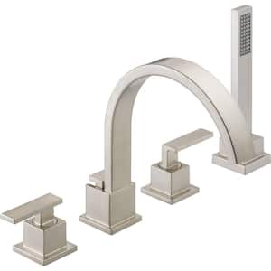 Vero 2-Handle Deck-Mount Roman Tub Faucet with Hand Shower Trim Kit Only in Stainless (Valve Not Included)