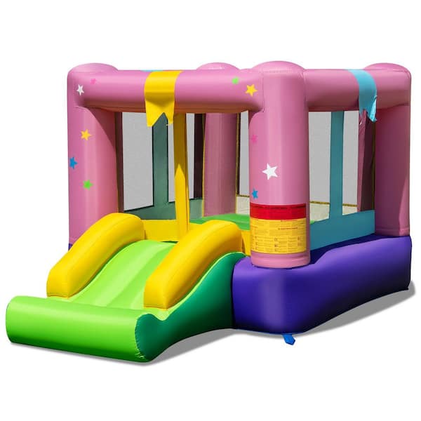 Inflatable Bounce House Bouncy Castle w/Slide & Basketball Rim Blower Excluded