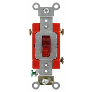 20 Amp Industrial Grade Heavy Duty Single-Pole Pilot Light Toggle Switch, Red