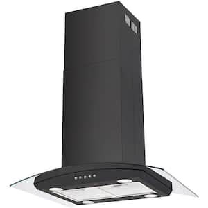 30 in. 900 CFM Ducted Range Hood in Stainless Steel Kitchen Tempered Glass 3 Speed Black LEDs
