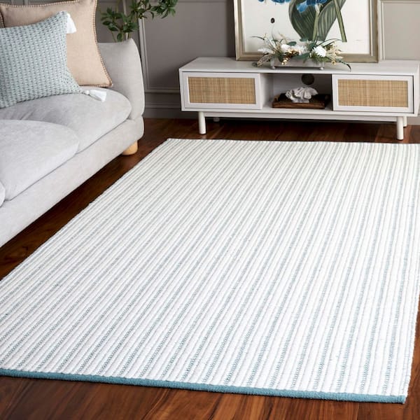 Vermont 6 ft. x 9 ft. Turquoise/Ivory Striped Modern Area Rug