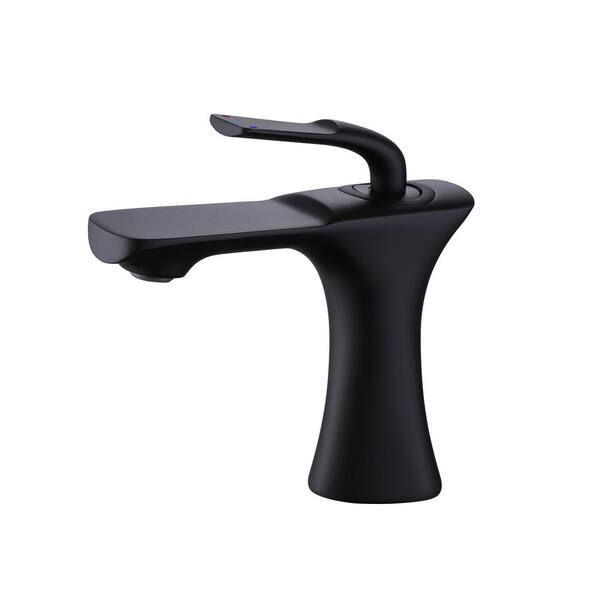 FLG Single Handle Single Hole Bathroom Faucet Brass Modern Sink Basin Taps in Matte Black