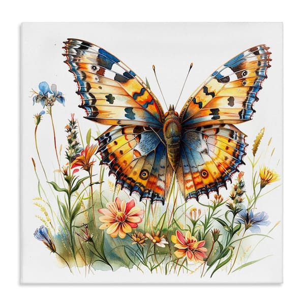 Summer Garden and Butterfly by LSR Design Studio Unframed Animal Graphic Art Print 17 in. x 17 in.