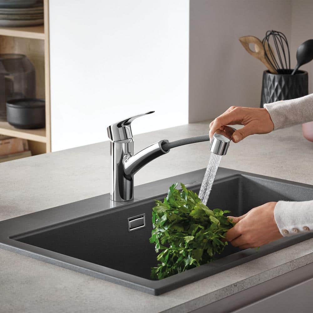 Eurosmart 7" Chrome Dual Spray Pull-Out Kitchen Faucet