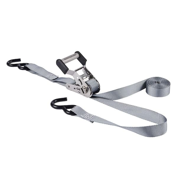 Stainless Steel Ratchet Tie-Down Strap 12 ft. x 1 in. 500 lbs. (2-Pack)