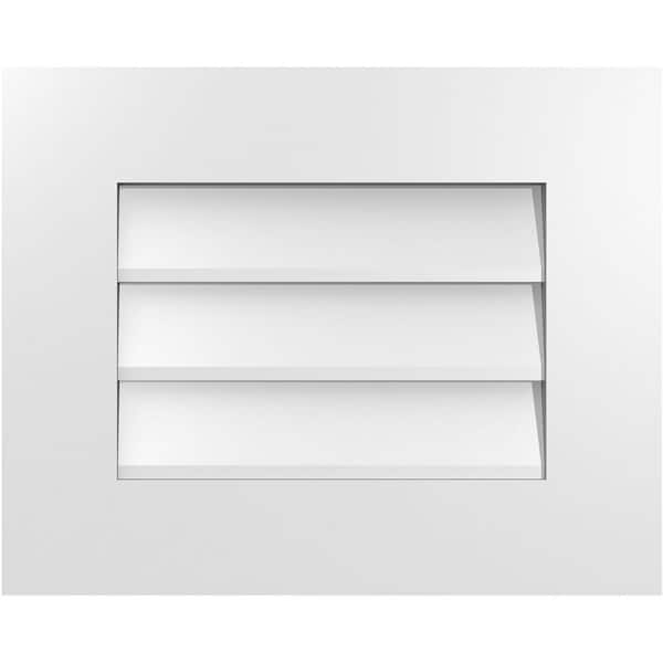 Ekena Millwork 20 in. x 16 in. Vertical Surface Mount PVC Gable Vent: Decorative with Standard Frame