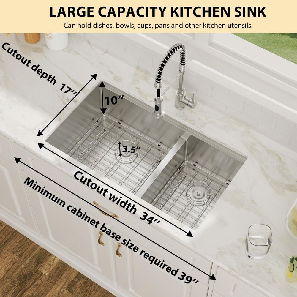 36 in. Undermount Workstation Double Bowl 60/40 Sink with Low Divide 16-Gauge Brushed Stainless Steel Sink price history on PriceWatchPro