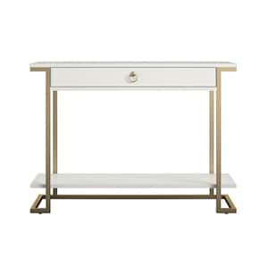 Camila 41.6 in. White Console Table with Drawer
