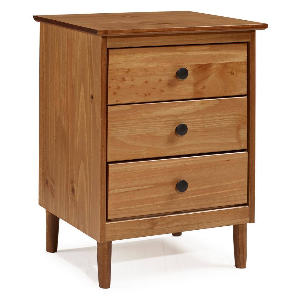 Classic Mid Century Modern 3-Drawer White Solid Wood Nightstand - thumbnail 3