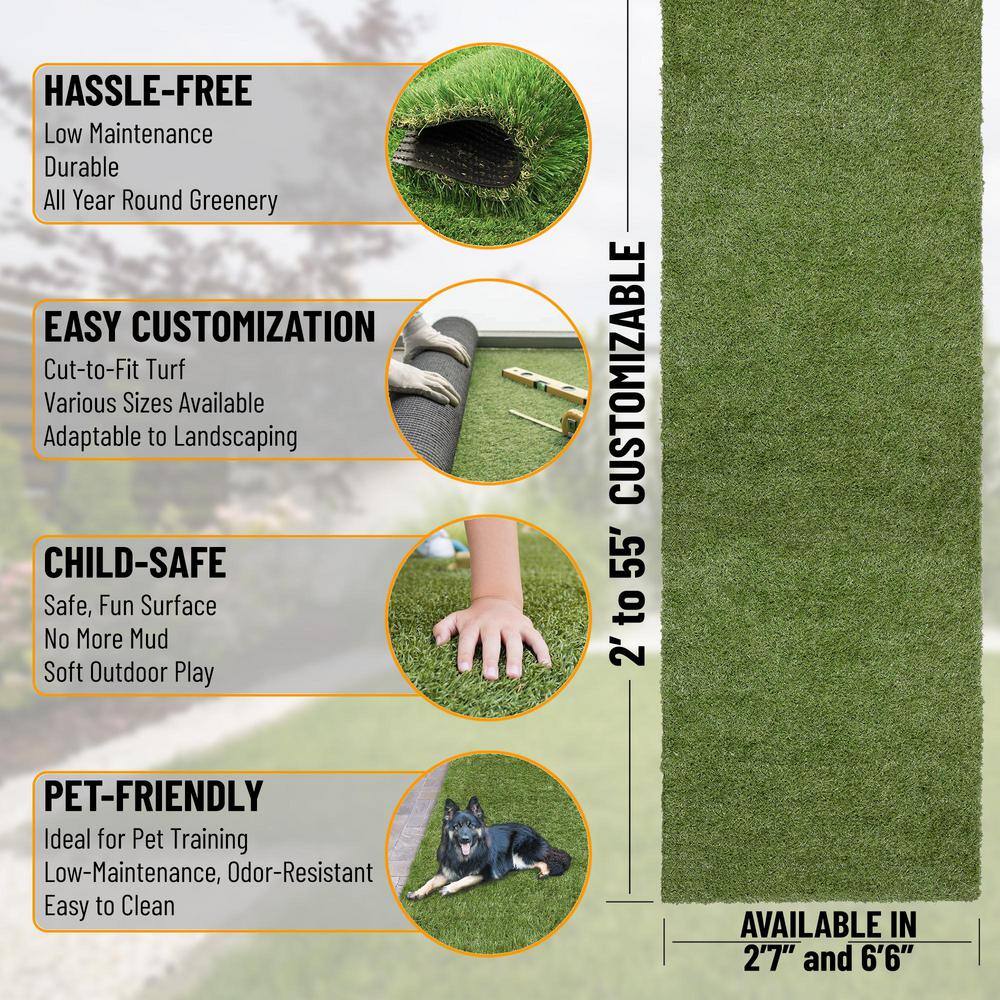 Ottomanson Green Polypropylene Indoor/Outdoor Artificial Grass Rug 2'7" x 21'