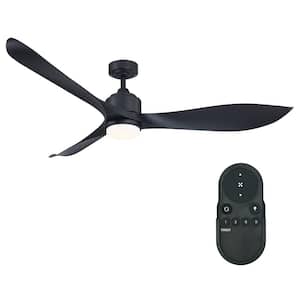 Misael 66 in. Modern Integrated LED 3-Blade Black Ceiling Fan with Light and Remote Control