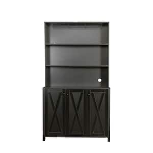 39.37 in. W x 15.75 in. D x 70.87 in. H Black Linen Cabinet Kitchen Pantry with Drawers & Open Shelves