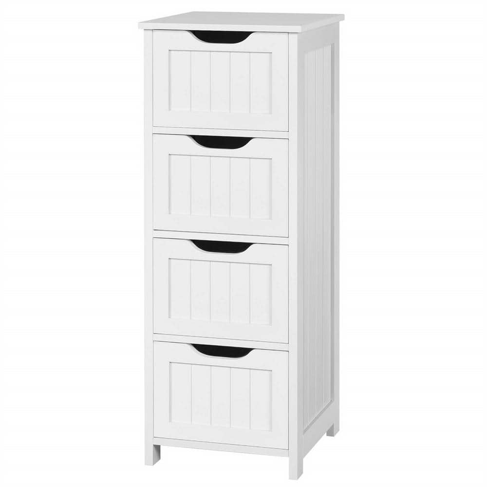 11.81 in. W x 11.81 in. D x 32.28 in. H White Bathroom Linen Cabinet Floor 