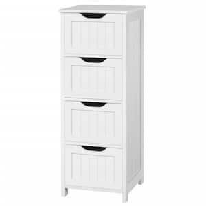 11.81 in. W x 11.81 in. D x 32.28 in. H White Bathroom Linen Cabinet Floor Storage Cabinet with 4-Drawers