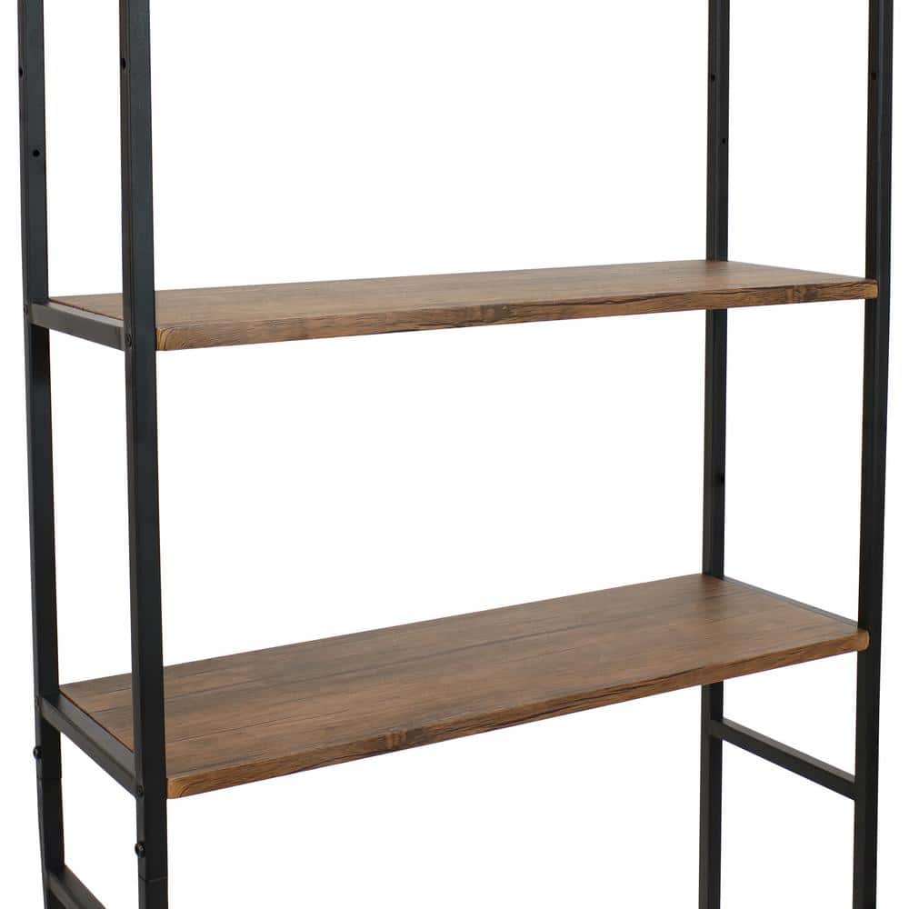 Teak and Black 3-Tier Over-the-Toilet Storage Shelf
