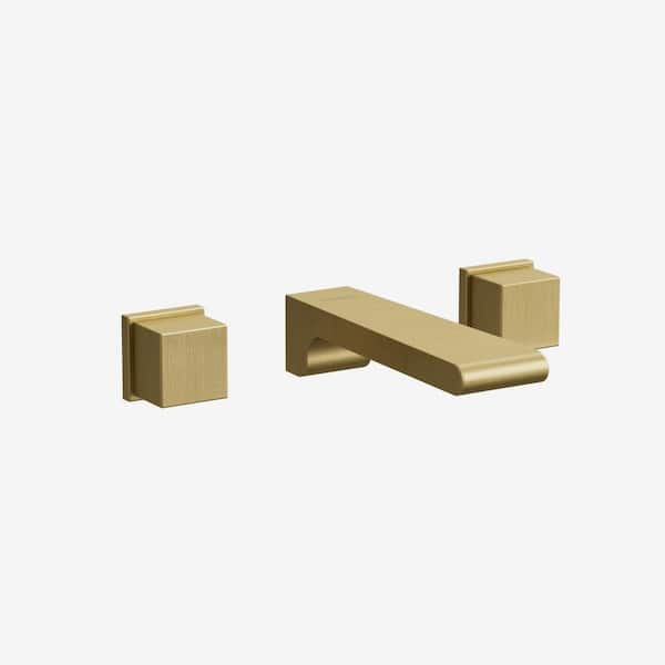 FARNE Double Handle Wall-Mount Bathroom Sink Faucet Trim with Pop-Up Drain in Brushed Gold