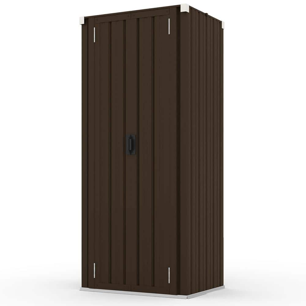 2.5ft. W x 1.83 ft. D Metal Vertical Storage Cabinet Shed with Shelves and Lockable Door Brown (4.55 sq. ft.) -  AECOJOY, 16316BR-HD01