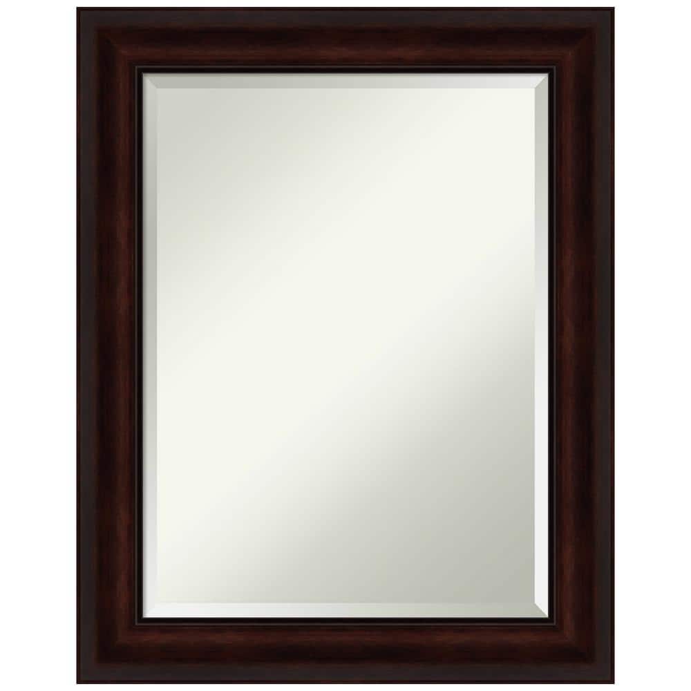 Espresso Elegance Rectangular Beveled Bathroom Vanity Mirror, 23x29 in Coffee Bean Brown
