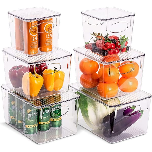 Sorbus 6-Pack Clear Plastic Stackable Pantry Organizer Set Storage Bins  with Lid for Fridge FR-BSETCR6 - The Home Depot