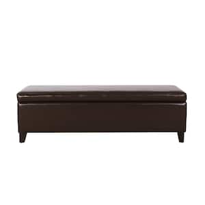 York Brown Bonded Leather Storage Bench