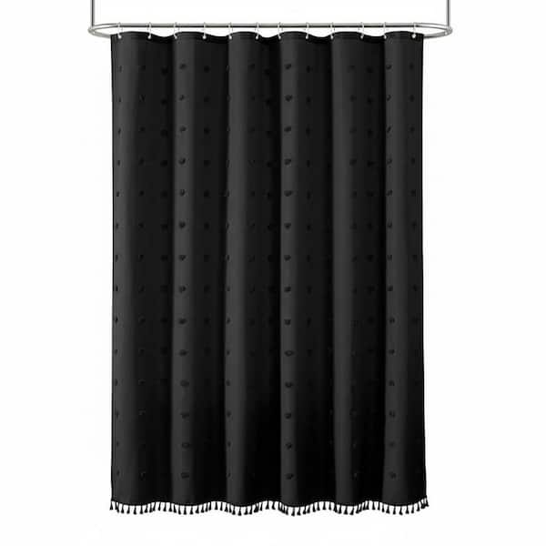 Boho Farmhouse 72 in. W x 72 in. L Fabric Shower Curtain in Black