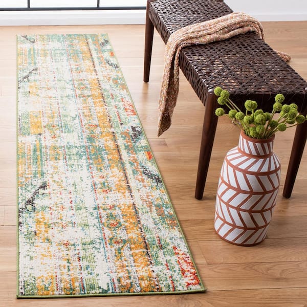 Madison Green/Orange 2 ft. x 12 ft. Runner Rug