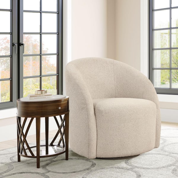 Bailey Khaki Polyester Arm Chair with Swivel Bas