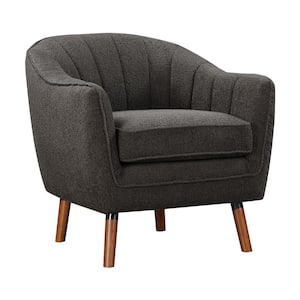 Gray, Brown and Black Polyester Arm Chair with Loose Cushioned Seat