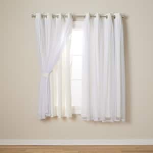 Talia Vanilla Solid Lined Room Darkening Grommet Top Curtain, 52 in. W x 63 in. L (Set of 2)