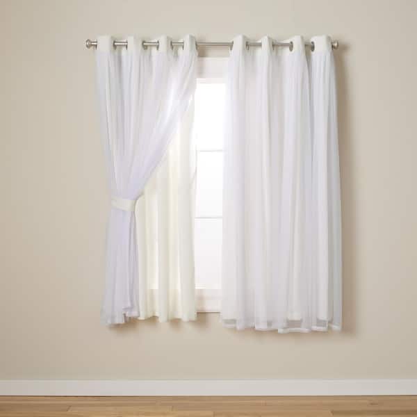 EXCLUSIVE HOME Talia Vanilla Solid Lined Room Darkening Grommet Top Curtain, 52 in. W x 63 in. L (Set of 2)