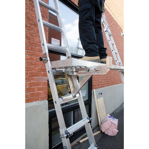 21.75 in. x 10 in. x 16.75 in. Aluminum Adjustable 2-Rung Ladder Jacks for Scaffold Extension Boards, Ladder or Plank