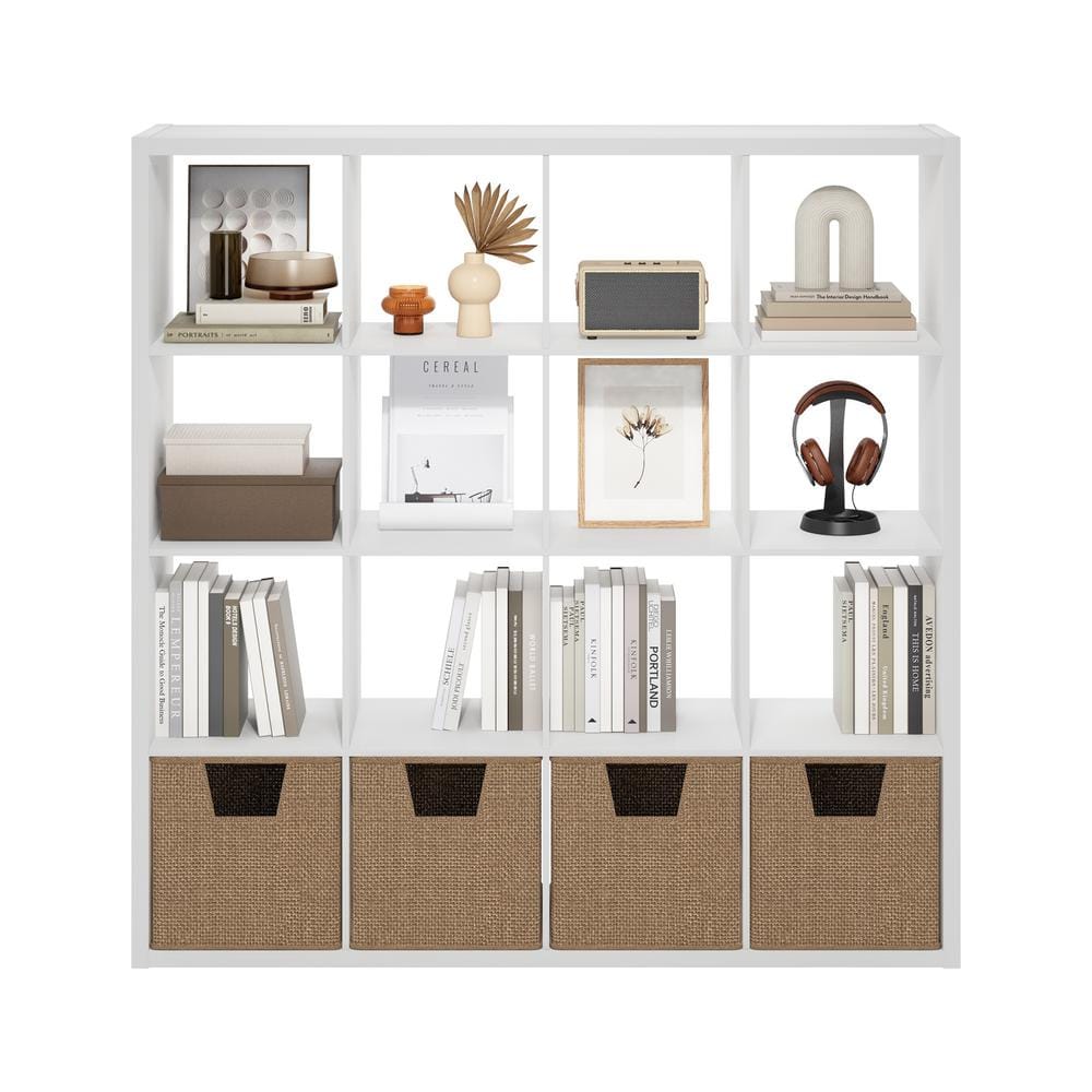 White 16-Cube Stackable Wood Storage Organizer