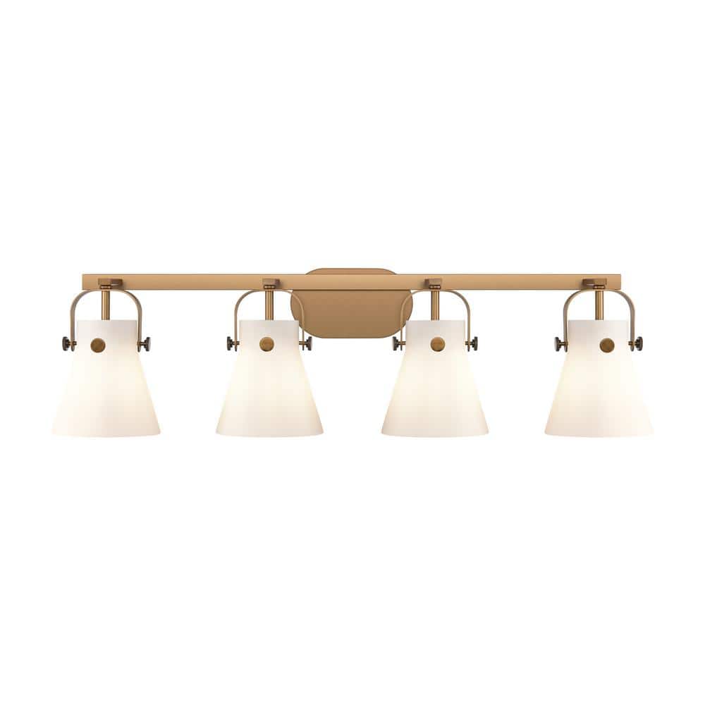 Pilaster II Cone 36.5 in. 4-Light Brushed Brass Vanity Light with Glass Shade price history on PriceWatchPro