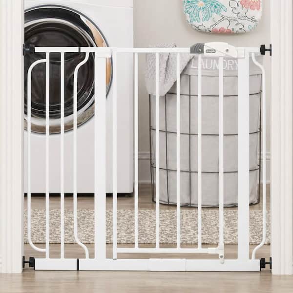 29 in. - 38.5 in. Easy Step Baby Gate, Pressure Mounted, White