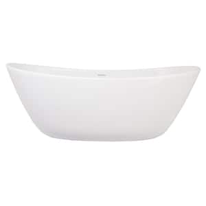 Vail 65 in. x 32 in. Soaking Freestanding Bathtub in Cotton White