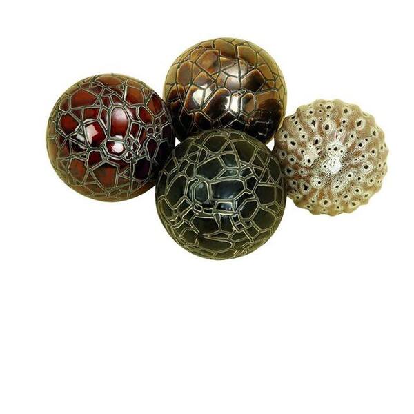 Unbranded 4 in. H x 4 in. W Earthtones Ceramic Morgandy Decorative Ball (Set of 4)
