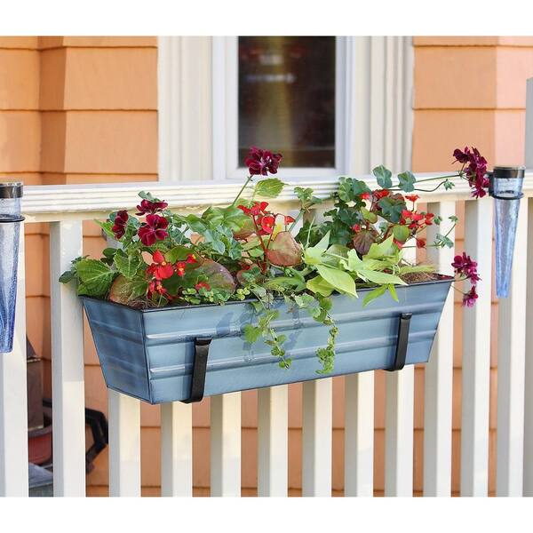 ACHLA DESIGNS Small Galvanized Steel Flower Box Planter With Wall