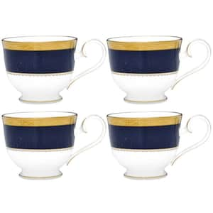 Odessa Cobalt Gold 7.75 fl. oz. (Gold) Bone China Tea Cups, (Set of 4)