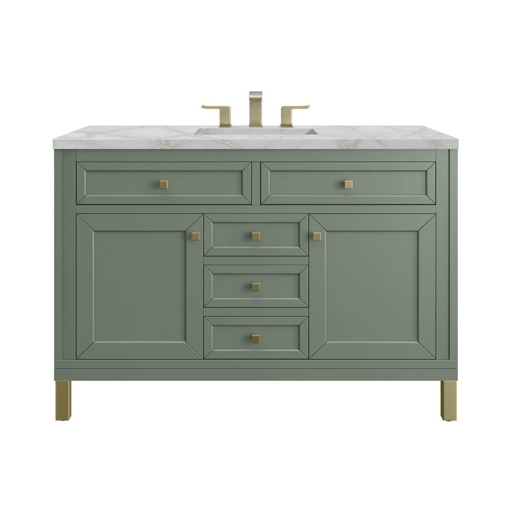 Chicago 48.0 in. W x 23.5 in. D x 34.0 in. H Single Bathroom Vanity Smokey Celadon and Victorian Silver Top -  James Martin Vanities, 305-V48-SC-3VSL