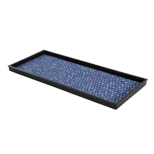 34.5 in. x 14 in. x 1.5 in. Natural and Recycled Rubber Boot Tray with Blue and Ivory Coir Insert