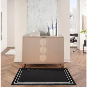 Essentials Black Ivory 2 ft. x 4 ft. Solid Contemporary Indoor/Outdoor Kitchen Area Rug