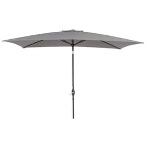 10 ft. x 6.5 ft. Outdoor Market Tilt Patio Umbrella in Gray with Crank
