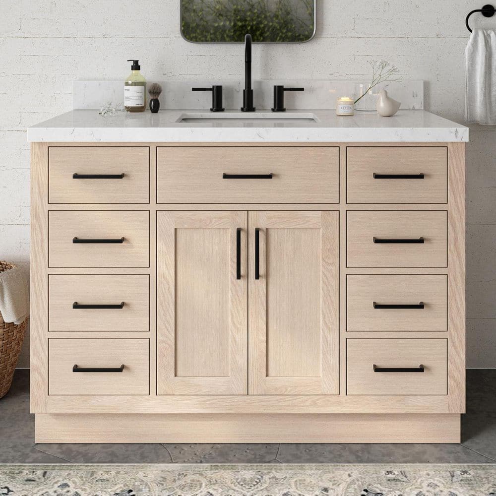 Hepburn 48" Light Brown Oak Bathroom Vanity Base