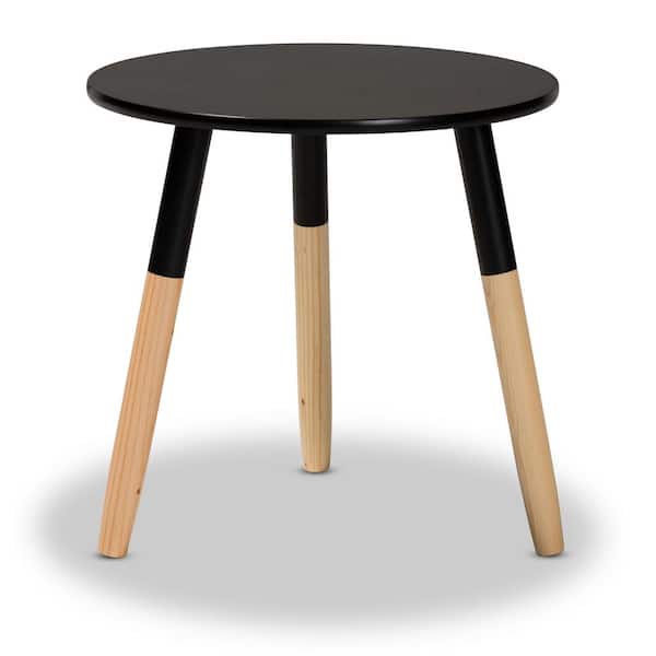 Oak Brown Round Wood Top Coffee Table, Coffee Table Oak Top Black Legs