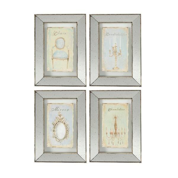A & B Home Simeon Gray Framed Dcor Framed Wall Art Prints (Set of 4)