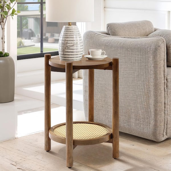 Nesting Coffee Table Set Of 2 Modern Small Round Fluted Coffee Tables For Living Room Round End Table Circular Side Table (Black B 27.5in