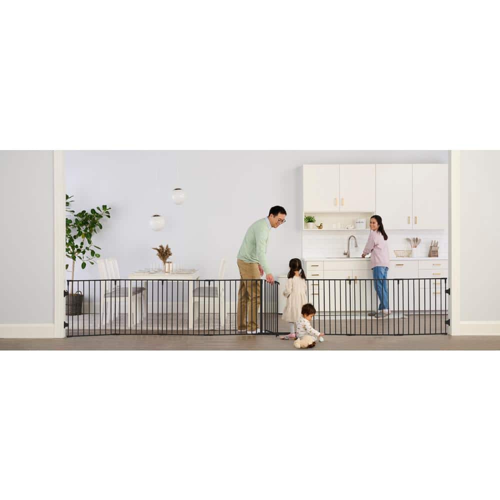 Black Adjustable Metal Baby Gate and Play Yard
