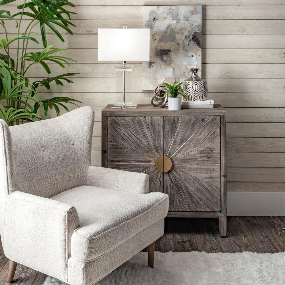 Modern Clear Crystal Table Lamp with Cotton Shade